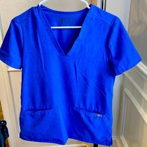 Womens Figs Scrub Top XS Royal Blue Casma